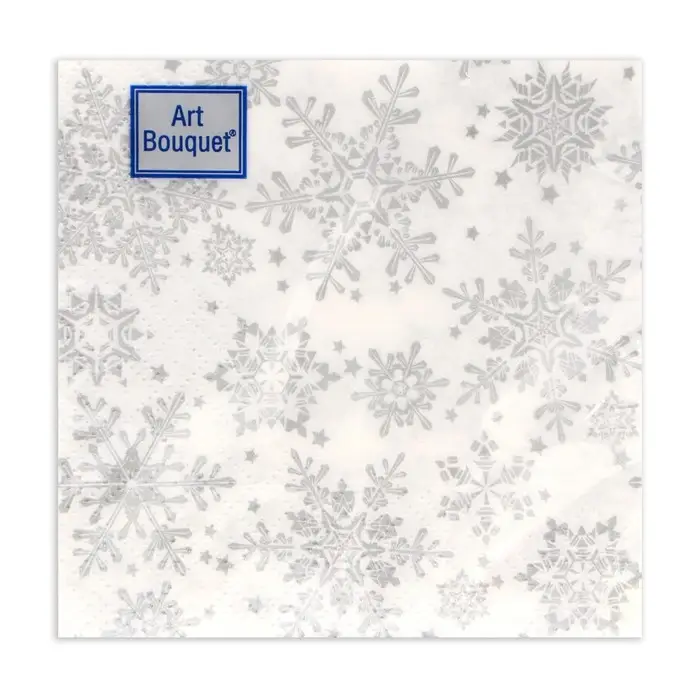 Салфетки новогодние бумажные Art Bouquet &laquo;Серебряные снежинки&raquo;, 2 слоя, 20х20 см, 30 шт.