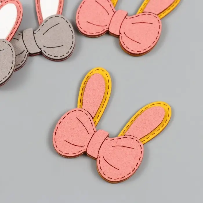 Декор для творчества иск. замша "Бантик с зайчьими ушками" МИКС 4,5х5 см