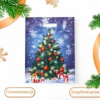 Пакет "Яркая елочка", полиэтиленовый с вырубной ручкой,гл 40 х 31 см.
