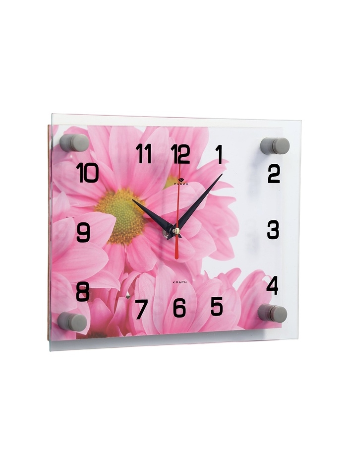 Часы настенные: Цветы, бесшумные, 20 х 26 см