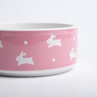 Миска керамическая "Зайчики", 300 мл, 13 x 13 x 5 cм, розовая