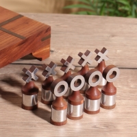 Настольная игра "Крестики-нолики" 20х20 см, манговое дерево, алюминий