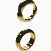 Кольцо пластик &laquo;Стиль&raquo;, набор 2 шт. размер 17, цвет золото