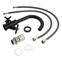 Смеситель для раковины ZEIN Z15F, корот излив, кран-букса 1/2", нержавеющая сталь, черный