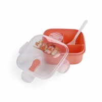 Ланч-бокс с клапаном, 3 секции, "Котята", 14 х 14 х 5 см