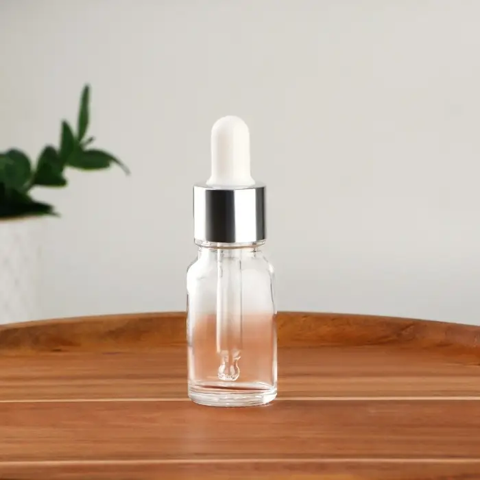 Бутылочка для хранения, с пипеткой, 10 мл, цвет серебристый/белый