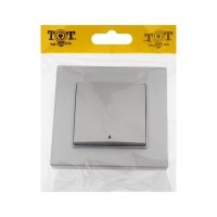 Выключатель TOT Matte Glass, 10 А, 1 кл., с подсветкой, скрытый, стекло, серебристый