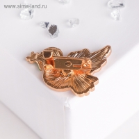 Брошь &laquo;Птица&raquo; голубка, цвет бело-зелёный в золоте