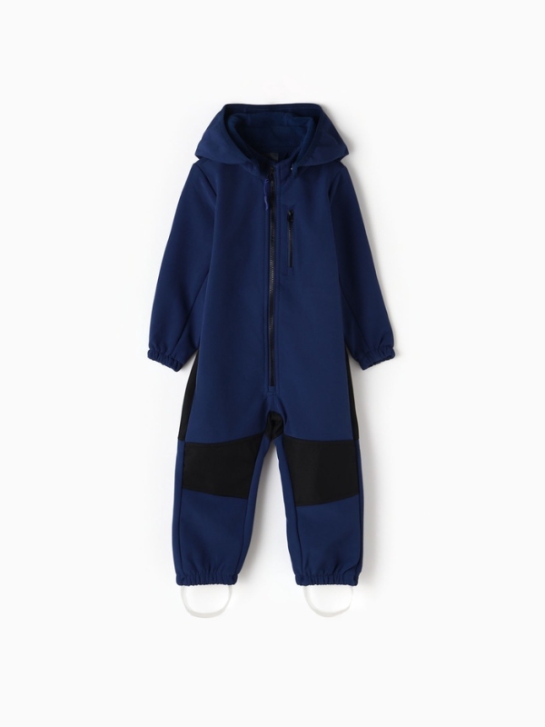 Комбинезон демисезонный для мальчиков MINAKU из Softshell на флисе, непромокаемый, тёмно-синий, рост 98 см