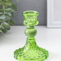 Подсвечник стекло на 1 свечу "Женева" d-2,2 см зелёный 10,5х7,7х7,7 см