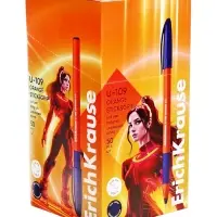 Ручка шариковая ErichKrause U-109 Orange Stick&Grip, игольчатый узел 1.0 мм, чернила синие, резиновый держатель, супермягкое письмо