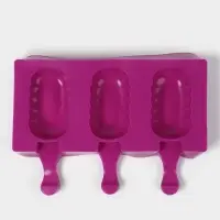 Форма для мороженого &laquo;Эскимо волна&raquo;, силикон, 19.4&times;13 см, 3 ячейки (7&times;4 см), МИКС