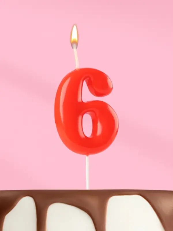 Свеча в торт &laquo;Красная&raquo;, цифра 6