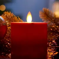 Светодиодная свеча восковая "Глубокий красный", 10x7 см, АААx3 (не в компл.), Т/БЕЛЫЙ