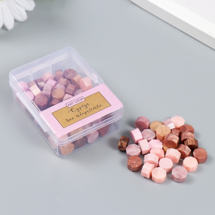 Сургуч в гранулах в коробочке Сургуч в гранулах в коробочке "Восьмигранник" розовый вечер 30 гр 2,4х5,5х7 см