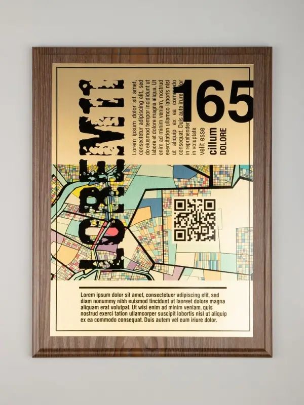 Плакетка Plaque XL, венге с золотистой пластиной