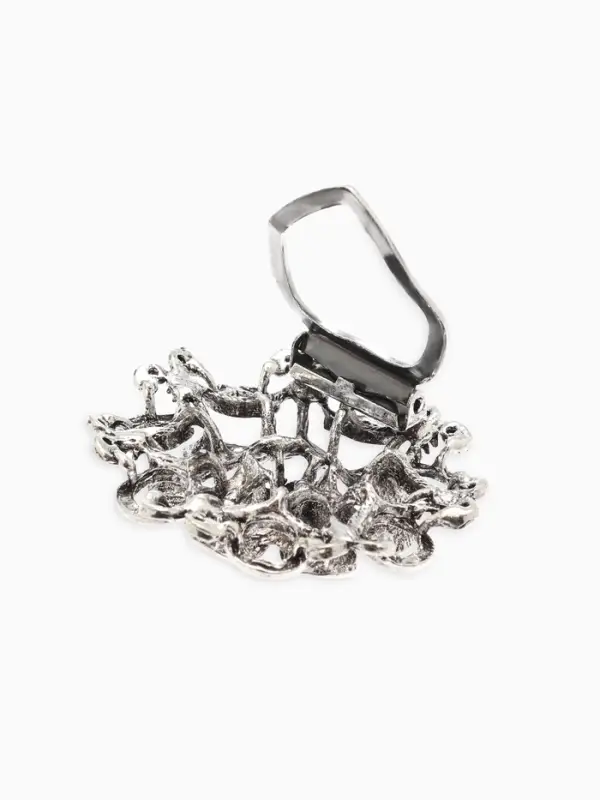 Зажим для платка "Цветок астры", цвет белый в чернёном серебре