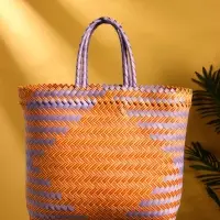 Сумка плетёная, 30&times;15&times;45 см, пластик, сиренево-жёлтая