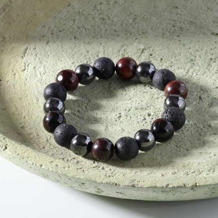 Браслет шар №10 &laquo;Лава, гематит, тигровый глаз&raquo;