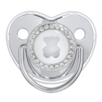 Соска - пустышка силиконовая ортодонтическая &laquo;Мишка&raquo;, от 6 мес., с колпачком + держатель - цепочка, цвет серебренный, стразы