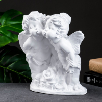 Фигура гипс &laquo;Ангел и Фея с розой&raquo;, белый, 12&times;26&times;24 см