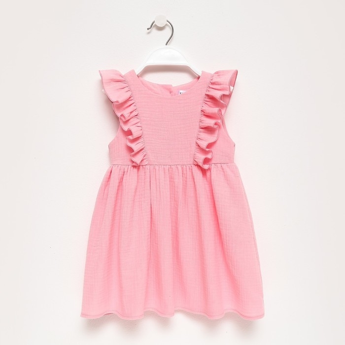 Платье детское с рюшей KAFTAN &laquo;Муслин&raquo;, размер 28 (86-92 см), розовое