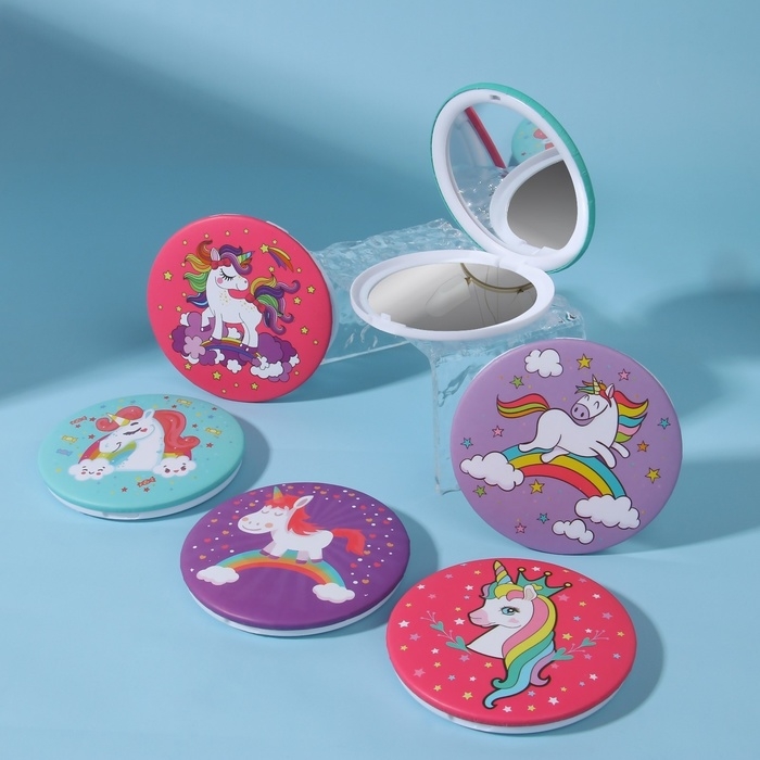 Зеркало складное &laquo;Единороги&raquo;, d = 7 см, рисунок МИКС