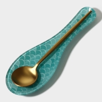 Подставка стеклянная под ложку Доляна &laquo;Сирена&raquo;, 23,5&times;8,3 см, цвет бирюзовый