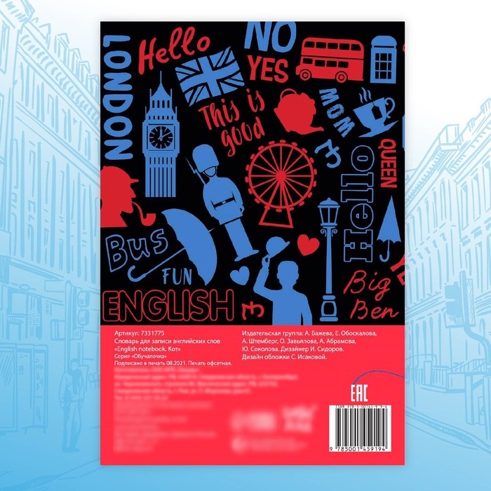 Словарь для записи английских слов English notebook. &laquo;Кот&raquo;, 52 стр.