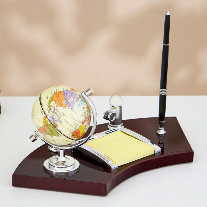 Набор настольный 4в1 с визитницей, 18х35 см, красное дерево