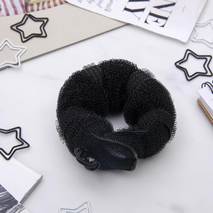 Валик с креплением и резинкой для создания пучка, 4&times;18 см, чёрный