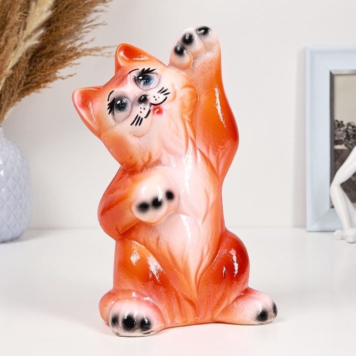 Копилка "Кот Привет" 25х14см, рыжий