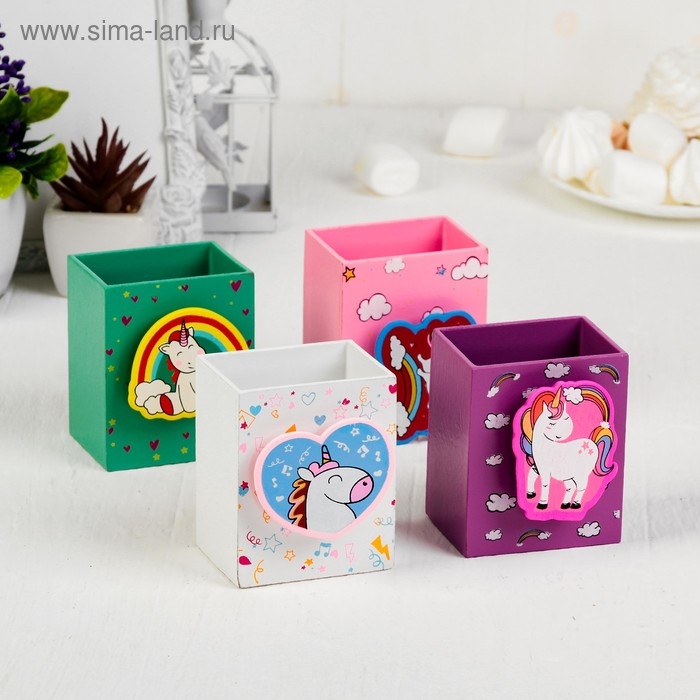 Карандашница &laquo;Единороги&raquo;, 7 &times; 5 &times; 8 см, МИКС