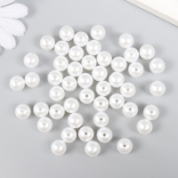 Набор бусин "Рукоделие" пластик, диаметр 10 мм, 25 гр, снежно-белый