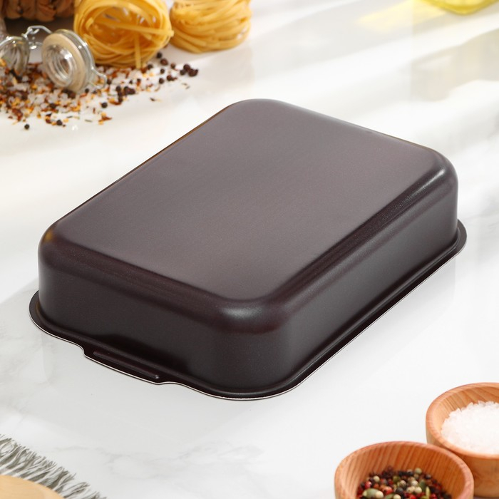 Противень &laquo;Хозяюшка&raquo;, 19&times;25 см, h=6 см, антипригарное покрытие, цвет бордовый