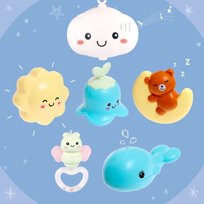 Мобиль музыкальный &laquo;Волшебные сны&raquo;, звук, свет, цвет голубой