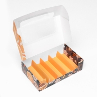 Новый год. Кондитерская упаковка под 5 эклеров "Мандарины", 25,2 х 15 х 6,6 см