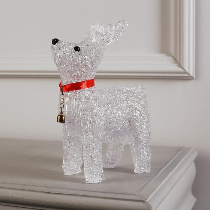 Светодиодная фигура &laquo;Олень с колокольчиком&raquo; 18 &times; 25 &times; 8 см, акрил, 20 LED, батарейки ААх2 (не в комплекте), свечение белое
