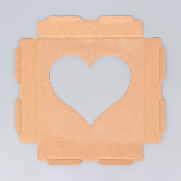 Коробка под торт с окном, "Сердце", белая, 26 х 26 х 30 см