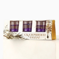 Свечи гелевые новогодние &laquo;Сказочного года&raquo; на Новый год на Новый год, 3 шт, сиреневые, 2,5 х2,5 х 2,5 см