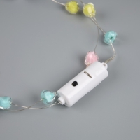 Светодиодные бусы "Сердечки", 80 см, LED(1608)-16-4.6V, AG13x3 (в компл.), 3 режима, свечение тёплое белое