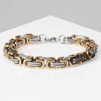 Браслет мужской «Стальной» не стандарт, цвет серебряно-золотой, 21,5 см Браслет мужской «Стальной» не стандарт, цвет серебряно-золотой, 21,5 см