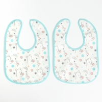 Набор детских слюнявчиков Крошка Я, 4 шт. + подарок, 29х20 см., цвет бирюзовый, серый