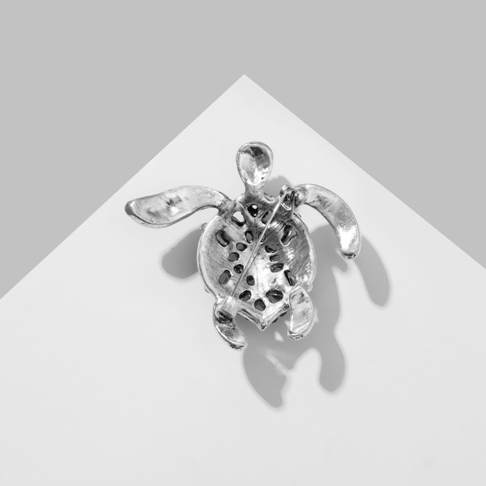 Брошь &laquo;Черепаха&raquo;, цветная в чернёном серебре