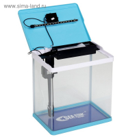 Аквариум SeaStar HX-390F в комплекте: LED-лампа 3х цветная, 7 режимов, фильтр, 30 л, голубой