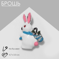 Брошь &laquo;Заяц&raquo; путешественник, цветная в золоте