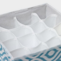 Органайзер для хранения белья Доляна &laquo;Лагуна&raquo;, 16 ячеек, 27&times;25&times;10 см, цвет бирюзовый