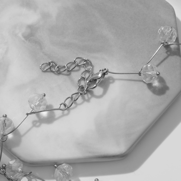 Бусы &laquo;Зигзаг&raquo; прозрачные, d=0,6, цвет белый в серебре, 30 см