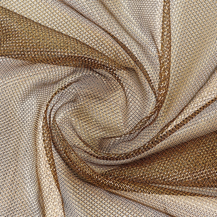 Лоскут трикотаж &laquo;Кольчуга&raquo;, мелкая сетка, золото на черном