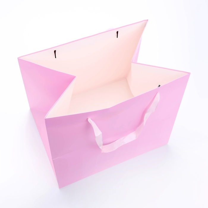 Пакет подарочный с широким дном  35 х 29 х 28 см, розовый